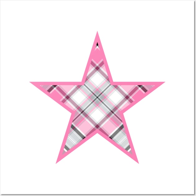 Star with pink plaid Wall Art by Dreamscapes